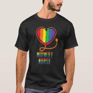 Verloskundige Verpleegster Stethoscoop Lesbienne H T-shirt