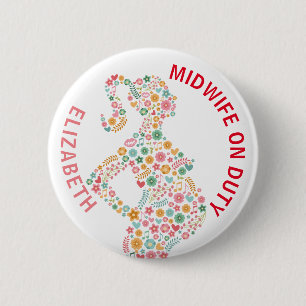 Verloskundige voor persoonlijk gebruik ronde button 5,7 cm