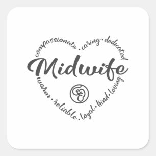 Verloskundige, zwangerschapsondersteuning, bevalli vierkante sticker
