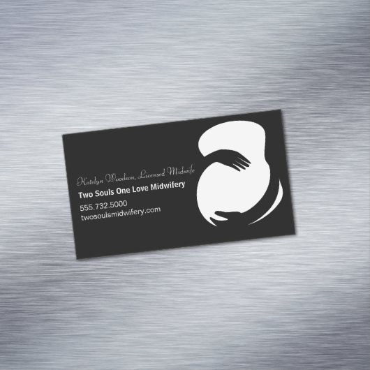 Verloskundige Zwart Wit Geboortecentrum Chique Zwa Magnetisch Visitekaartje (Voorbeeld)