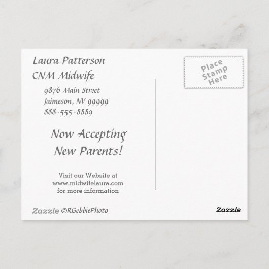 Verloskundigen en geelrubber eenden briefkaart (Achterkant)