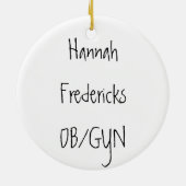 Verloskundigen en geelrubberen eenden keramisch ornament (Achterkant)