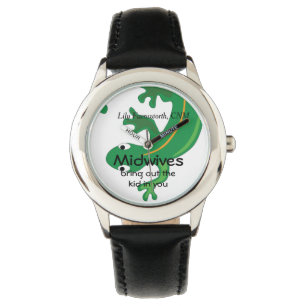 Verloskundigen en Green Twisty Lizard Horloge