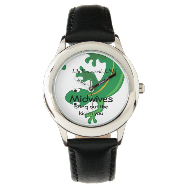 Verloskundigen en Green Twisty Lizard Horloge (Voorkant)