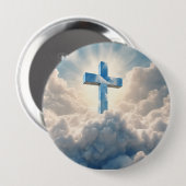 Verlossing, Kruis in de wolken, Ronde Button 4,0 Cm (Voorkant /achterkant)