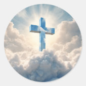 Verlossing, Kruis in de wolken, Ronde Sticker (Voorkant)