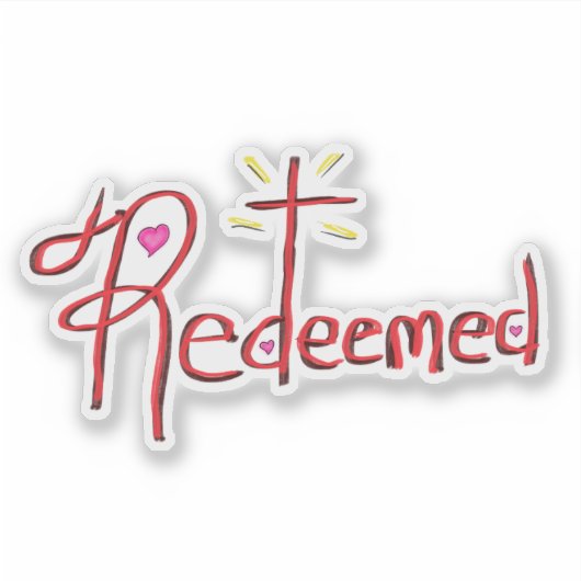 Verlost Christelijk Geloof Kruis Harten Sticker (Voorkant)