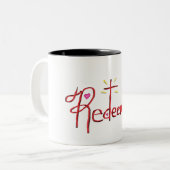 Verlost Christelijk Geloof Kruis Harten Tweekleurige Koffiemok (Voorkant links)