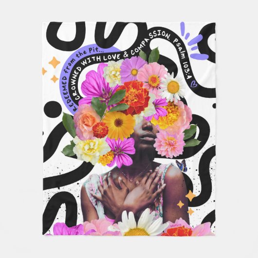 Verlost en gekroonde digitale collage Christelijke Fleece Deken (Voorkant)