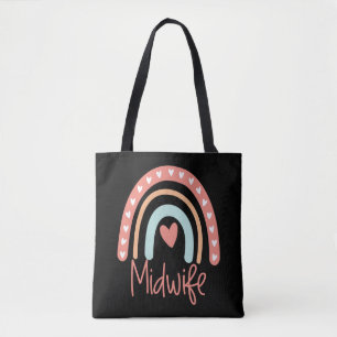 Verlosvrouw Midwifery Gift Boho Rainbow Tote Bag