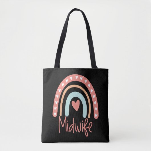 Verlosvrouw Midwifery Gift Boho Rainbow Tote Bag (Voorkant)
