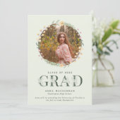 Verlovend Afstudeer Fotokaart met Wilde Bloemen Aankondiging (Staand voorkant)