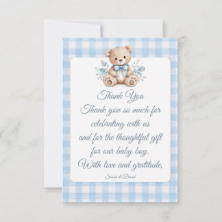 Verlovene Beer Baby Shower Jongen Dank Je Kaart
