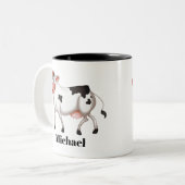 Verlovers van koe bevestigen naam toevoegen tweekleurige koffiemok (Voorkant links)