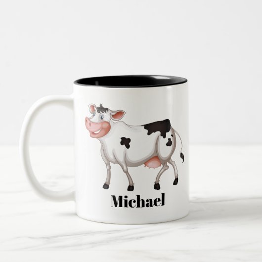 Verlovers van koe bevestigen naam toevoegen tweekleurige koffiemok (Links)
