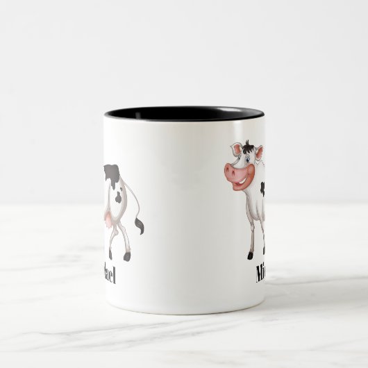 Verlovers van koe bevestigen naam toevoegen tweekleurige koffiemok (Center)