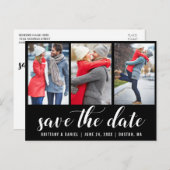 Verloving 3 Datum opslaan Blk Briefkaart (Voorkant / Achterkant)