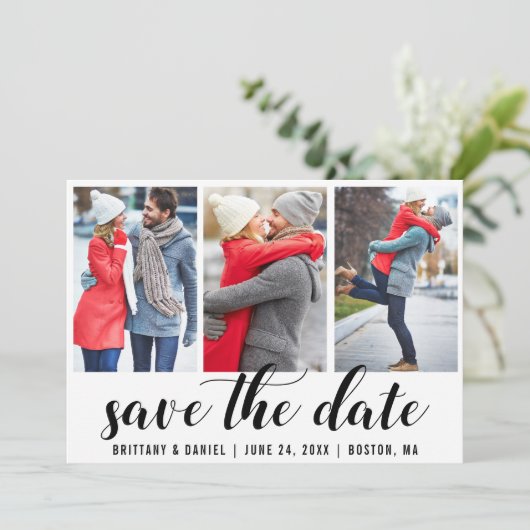 Verloving 3 Datum opslaan Foto Kaart (Staand voorkant)