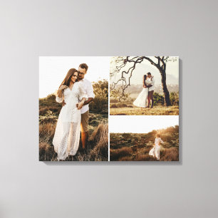 Verloving 3 foto Trouwbord Canvas Afdruk