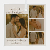 Verloving 4 Foto Collage Kerstvakantie Glas Ornament (Achterkant)