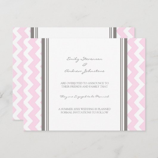 Verloving Aankondiging Briefkaart Roze grijs (Voorkant / Achterkant)