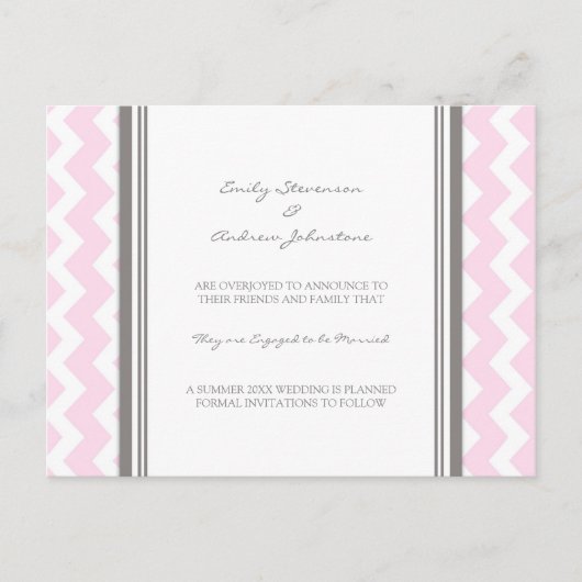 Verloving Aankondiging Briefkaart Roze grijs (Voorkant)