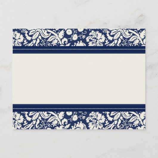 Verloving Aankondiging Foto Briefkaart Blue Damask (Achterkant)