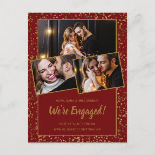 Verloving Aankondiging Red Gold 3 Foto Briefkaart