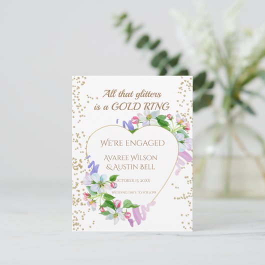 Verloving Al dat glitters is een gouden ring Kaart (Staand voorkant)