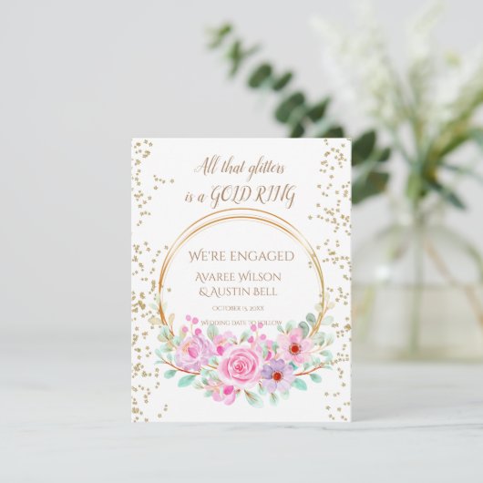 Verloving Al dat glitters is een gouden ring Kaart (Staand voorkant)