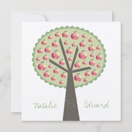 Verloving Apple Tree Love Carving Invitation Kaart (Voorkant)