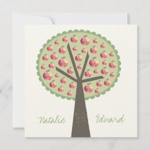 Verloving Apple Tree Love Carving Invitation Kaart