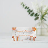 Verloving Ballonnen Sinaasappel Gift Registry Informatiekaartje (Staand voorkant)