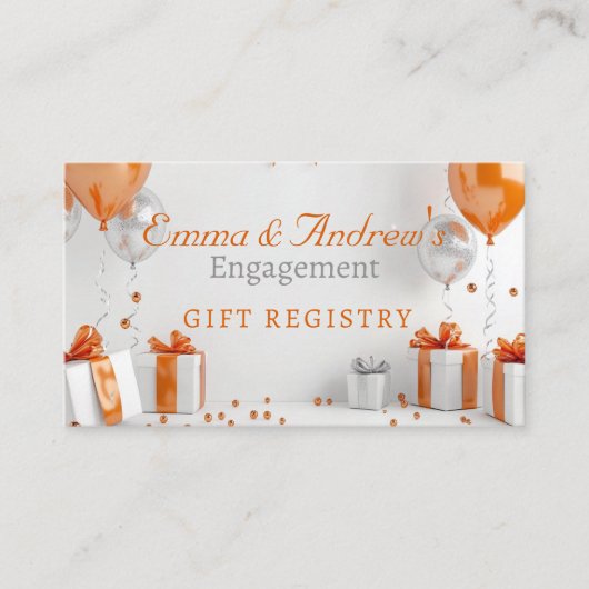 Verloving Ballonnen Sinaasappel Gift Registry Informatiekaartje (Voorkant)