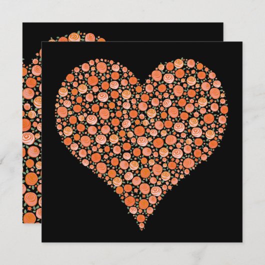 Verloving Black Tangerine Rozen Heart Invite Kaart (Voorkant / Achterkant)