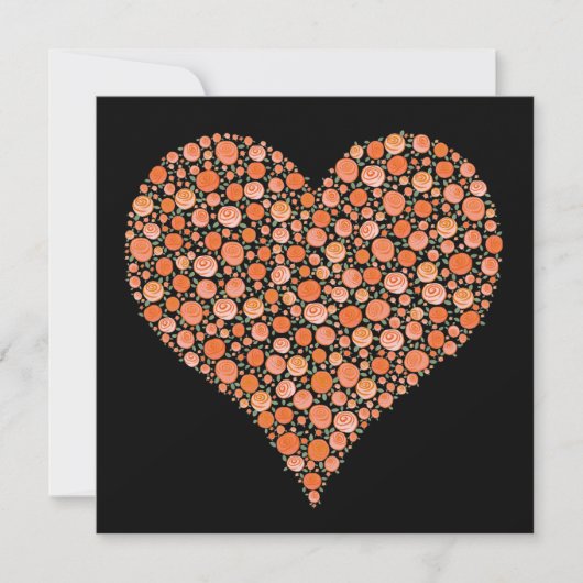 Verloving Black Tangerine Rozen Heart Invite Kaart (Voorkant)