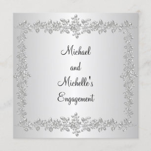 Verloving Black White Silver Metal Rozen Kaart