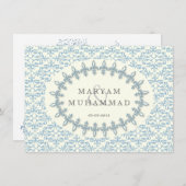 Verloving blauwe bloem kaart (Voorkant / Achterkant)