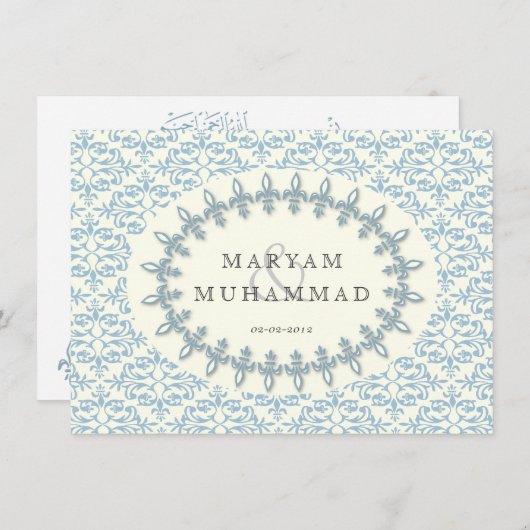 Verloving blauwe bloem kaart (Voorkant / Achterkant)