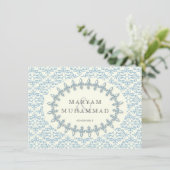 Verloving blauwe bloem kaart (Staand voorkant)