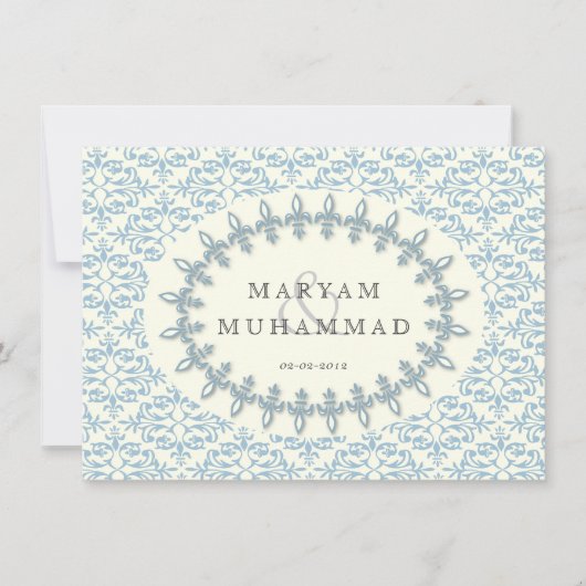 Verloving blauwe bloem kaart (Voorkant)