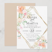 Verloving Blush Cream Coral Spring Floral Boeket Kaart (Voorkant / Achterkant)