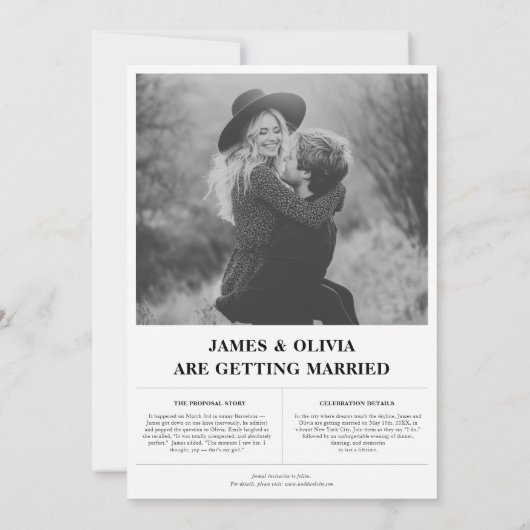  Verloving bruiloft krant stijl foto Save The Date (Achterkant)