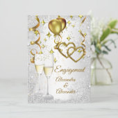 Verloving champagne harst gouden zilver kaart (Staand voorkant)