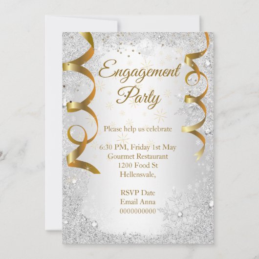 Verloving champagne harst gouden zilver kaart (Achterkant)