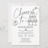 Verloving, Cheers, Modern, bruiloft Kaart (Voorkant)
