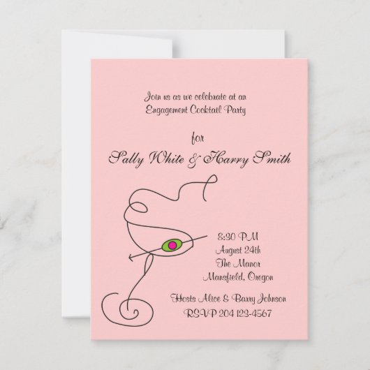 Verloving Cocktail Party Uitnodiging (Voorkant)