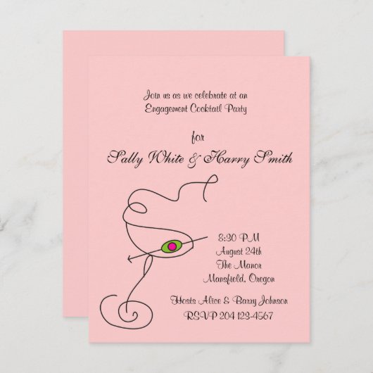 Verloving Cocktail Party Uitnodiging (Voorkant / Achterkant)