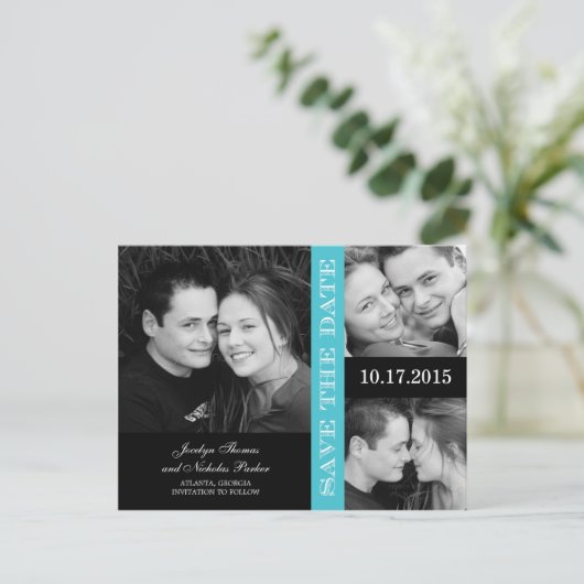 Verloving Collage Save the Date Aankondiging (Staand voorkant)