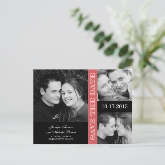 Verloving Collage Save the Date Aankondiging (Staand voorkant)